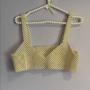 Elegant Pearl Beaded Crop Top